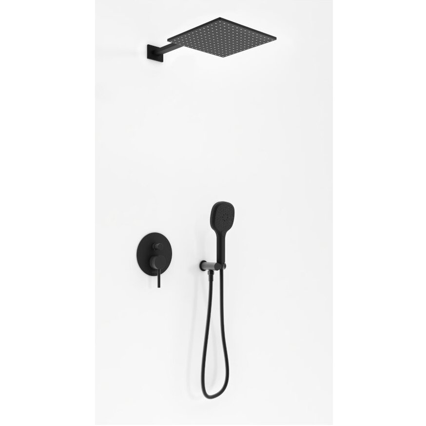 Kohlman Axel Black potinkinė dušo sistema su 25cm kvadratine dušo galva, juodos matinės spalvos Kohlman Axel Black potinkinė dušo sistema su 25cm kvadratine dušo galva, juodos matinės spalvos