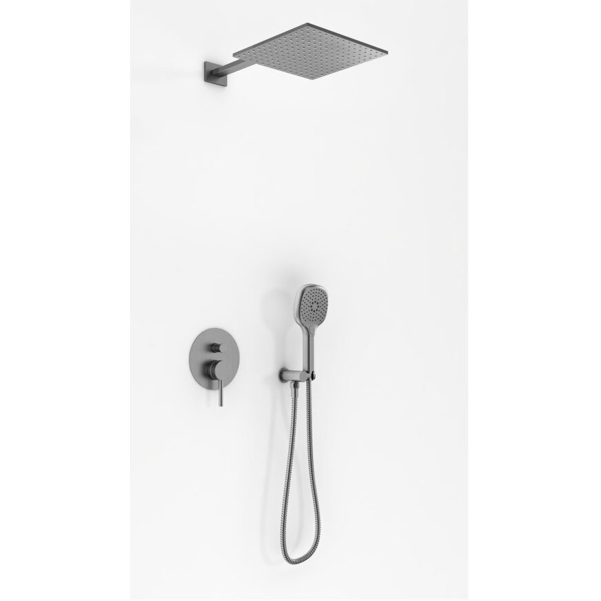 Kohlman Axel potinkinė dušo sistema su 25cm kvadratine dušo galva, grafito spalvos Kohlman Axel potinkinė dušo sistema su 25cm kvadratine dušo galva, grafito spalvos