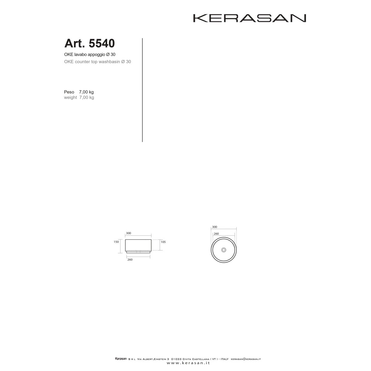 Laisvai pastatomas Kerasan Oke praustuvas su anga sifonui grindyse 4