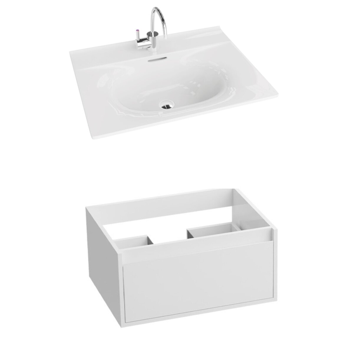 Lavita pakabinamos spintelės Minnesota mini white 600 ir Kolorado 600 praustuvo komplektas Lavita pakabinamos spintelės Minnesota mini white 600 ir Kolorado 600 praustuvo komplektas