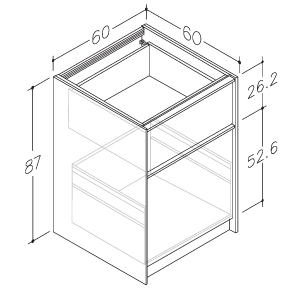 Kame Lumi spintelė, Bookmatch oak, 60cm, su stalčiais, pasirenkama komplektacija 11 Kame Lumi spintelė, Bookmatch oak, 60cm, su stalčiais, pasirenkama komplektacija 11