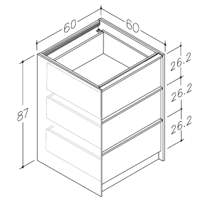 Kame Lumi spintelė, Bookmatch oak, 60cm, su stalčiais, pasirenkama komplektacija 8 Kame Lumi spintelė, Bookmatch oak, 60cm, su stalčiais, pasirenkama komplektacija 8