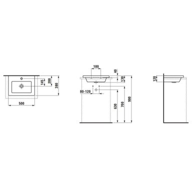 LAUFEN PRAUSTUVAS LIVING SQUARE 50 x 38 CM (su anga maišytuvui) LAUFEN PRAUSTUVAS LIVING SQUARE 50 x 38 CM (su anga maišytuvui)