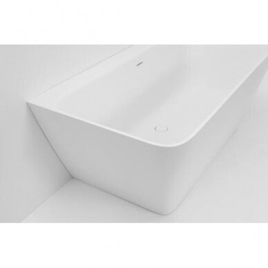 Laisvai pastatoma akmens masės vonia PAA QUADRO Glossy Alpine White 1600 x 750