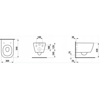 Laufen MEDA pakabinamas unitazas su LCC danga, tylus sūkurinis nuplovimas (Silent flush), be apvado (Rimless) su Soft close 6 Laufen MEDA pakabinamas unitazas su LCC danga, tylus sūkurinis nuplovimas (Silent flush), be apvado (Rimless) su Soft close 6