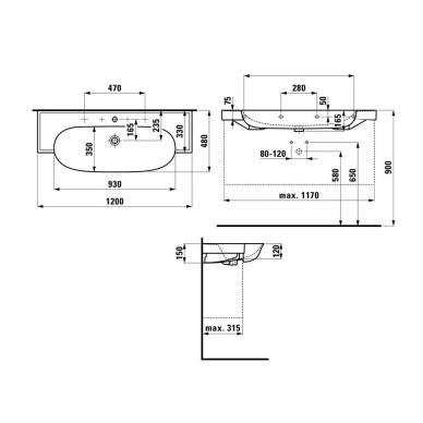 Laufen The New Classic 120x48 pakabinamas/baldinis praustuvas 8