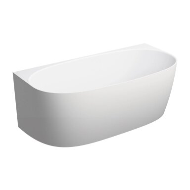 Baltos matinės spalvos lieto marmuro vonia Omnires Marble+ Valencia 148 x 86 cm Baltos matinės spalvos lieto marmuro vonia Omnires Marble+ Valencia 148 x 86 cm