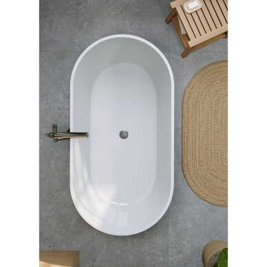 Balta matinė Solid Surface vonia Bathesa Linda 1550x805 mm. 3 Balta matinė Solid Surface vonia Bathesa Linda 1550x805 mm. 3
