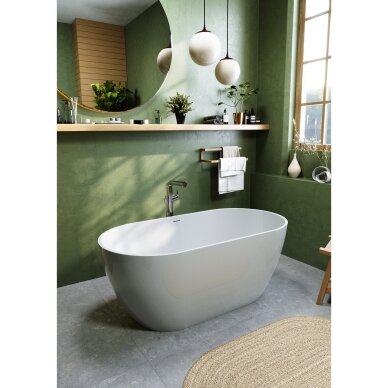 Balta matinė Solid Surface vonia Bathesa Linda 1550x805 mm. 1 Balta matinė Solid Surface vonia Bathesa Linda 1550x805 mm. 1