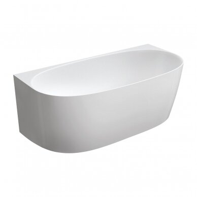 Lieto marmuro vonia Omnires Marble+ Valencia balta blizgi 158 x 77 cm