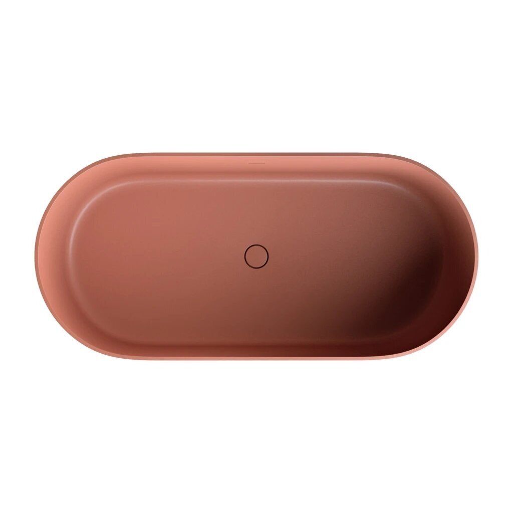 Matt terracotta laisvai pastatoma lieto akmens vonia su persipylimu Omnires OVO M+ OVO160WWZPTE 160 x 75 cm 2