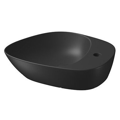 Matinės antracito spalvos pastatomas ant stalviršio praustuvas Meissen Keramik KONTRA 48 cm su lentynėle ir skyle maišytuvui Matinės antracito spalvos pastatomas ant stalviršio praustuvas Meissen Keramik KONTRA 48 cm su lentynėle ir skyle maišytuvui