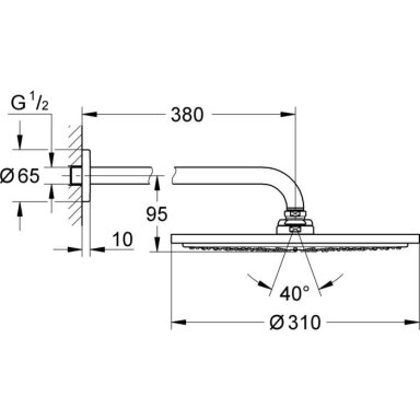 Matinės aukso spalvos dušo galva Grohe Cosmopolitan 310 su 380 mm laikikliu Matinės aukso spalvos dušo galva Grohe Cosmopolitan 310 su 380 mm laikikliu