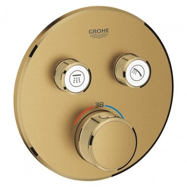 Matinės aukso spalvos Grohe Grotherm Smartcontrol 2 funkcijų dekoratyvinė maišytuvo dalis Matinės aukso spalvos Grohe Grotherm Smartcontrol 2 funkcijų dekoratyvinė maišytuvo dalis