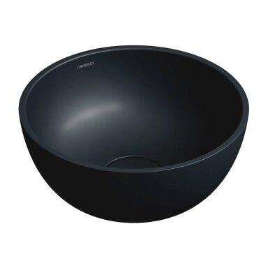 Matinės juodos spalvos pastatomas ant stalviršio praustuvas Omnires SHELL M+ SHELL350UNBLV 35 cm