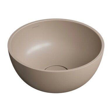 Matinės smėlio kopos spalvos pastatomas ant stalviršio praustuvas Omnires SHELL M+ SHELL350UNDB 35 cm