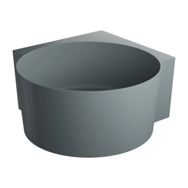 Matt ash grey spalvos apvali kampinė lieto akmens vonia Omnires OVO M+ 120 x 120 cm Matt ash grey spalvos apvali kampinė lieto akmens vonia Omnires OVO M+ 120 x 120 cm