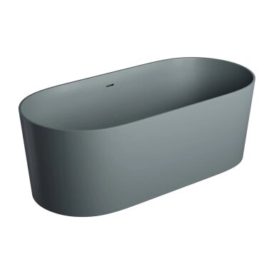 Matt ash grey spalvos laisvai pastatoma lieto akmens vonia su persipylimu Omnires OVO M+ OVO160WWZPAG 160 x 75 cm Matt ash grey spalvos laisvai pastatoma lieto akmens vonia su persipylimu Omnires OVO M+ OVO160WWZPAG 160 x 75 cm