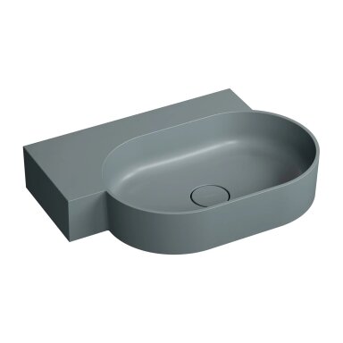 Matt ash grey spalvos pakabinamas/pastatomas ant stalviršio praustuvas Omnires OVO M+ 55 x 36 cm (kairė) Matt ash grey spalvos pakabinamas/pastatomas ant stalviršio praustuvas Omnires OVO M+ 55 x 36 cm (kairė)