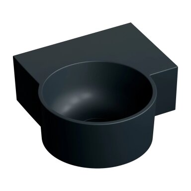 Matt black lava spalvos pakabinamas/pastatomas ant stalviršio praustuvas Omnires OVO M+ 33 x 34 cm (dešinė) Matt black lava spalvos pakabinamas/pastatomas ant stalviršio praustuvas Omnires OVO M+ 33 x 34 cm (dešinė)