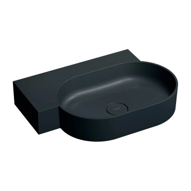 Matt black lava spalvos pakabinamas/pastatomas ant stalviršio praustuvas Omnires OVO M+ 55 x 36 cm (kairė) Matt black lava spalvos pakabinamas/pastatomas ant stalviršio praustuvas Omnires OVO M+ 55 x 36 cm (kairė)