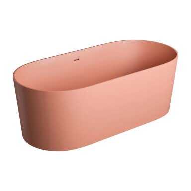 Matt coral spalvos laisvai pastatoma lieto akmens vonia su persipylimu Omnires OVO M+ OVO160WWZPCO 160 x 75 cm Matt coral spalvos laisvai pastatoma lieto akmens vonia su persipylimu Omnires OVO M+ OVO160WWZPCO 160 x 75 cm
