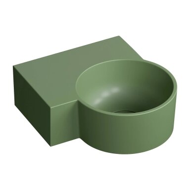 Matt olive spalvos pakabinamas/pastatomas ant stalviršio praustuvas Omnires OVO M+ 33 x 34 cm (kairė) Matt olive spalvos pakabinamas/pastatomas ant stalviršio praustuvas Omnires OVO M+ 33 x 34 cm (kairė)