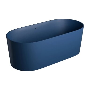 Matt midnight blue spalvos laisvai pastatoma lieto akmens vonia su persipylimu Omnires OVO M+ OVO160WWZPMB 160 x 75 cm Matt midnight blue spalvos laisvai pastatoma lieto akmens vonia su persipylimu Omnires OVO M+ OVO160WWZPMB 160 x 75 cm