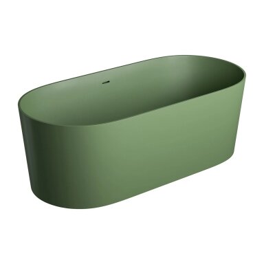 Matt olive spalvos laisvai pastatoma lieto akmens vonia su persipylimu Omnires OVO M+ OVO160WWZPOL 160 x 75 cm Matt olive spalvos laisvai pastatoma lieto akmens vonia su persipylimu Omnires OVO M+ OVO160WWZPOL 160 x 75 cm