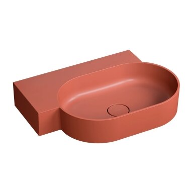 Matt terracotta spalvos pakabinamas/pastatomas ant stalviršio praustuvas Omnires OVO M+ 64 x 44 cm (kairė) Matt terracotta spalvos pakabinamas/pastatomas ant stalviršio praustuvas Omnires OVO M+ 64 x 44 cm (kairė)