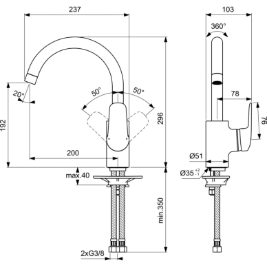 Maišytuvas plautuvei Ideal Standard Ceraflex 1