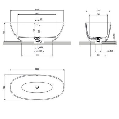 Pilkai matinė laisvai pastatoma lieto akmens vonia Omnires SHELL M+ su persipylimu SHELLWWZPAG 160 x 75 cm 5 Pilkai matinė laisvai pastatoma lieto akmens vonia Omnires SHELL M+ su persipylimu SHELLWWZPAG 160 x 75 cm 5