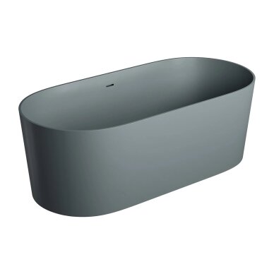 Matt ash grey spalvos laisvai pastatoma lieto akmens vonia su persipylimu Omnires OVO M+ OVO160WWZPAG 160 x 75 cm Matt ash grey spalvos laisvai pastatoma lieto akmens vonia su persipylimu Omnires OVO M+ OVO160WWZPAG 160 x 75 cm
