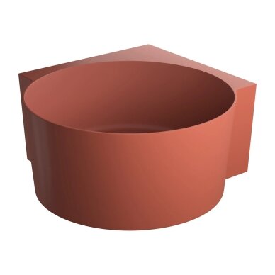 Matt terracotta spalvos apvali kampinė lieto akmens vonia Omnires OVO M+ 120 x 120 cm Matt terracotta spalvos apvali kampinė lieto akmens vonia Omnires OVO M+ 120 x 120 cm