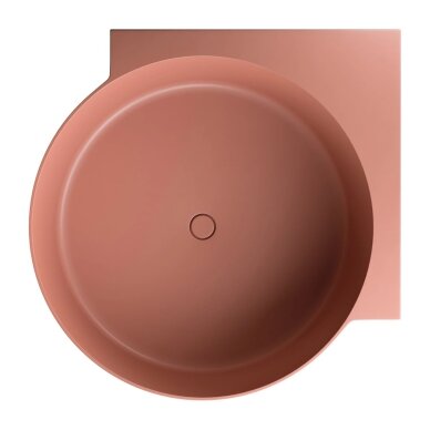 Matt terracotta spalvos apvali kampinė lieto akmens vonia Omnires OVO M+ 120 x 120 cm 1 Matt terracotta spalvos apvali kampinė lieto akmens vonia Omnires OVO M+ 120 x 120 cm 1