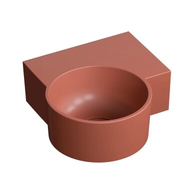 Matt terracotta spalvos pakabinamas/pastatomas ant stalviršio praustuvas Omnires OVO M+ 33 x 34 cm (dešinė) Matt terracotta spalvos pakabinamas/pastatomas ant stalviršio praustuvas Omnires OVO M+ 33 x 34 cm (dešinė)