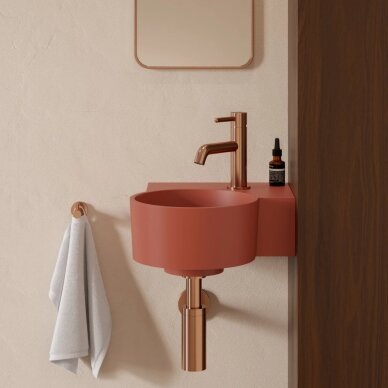 Matt terracotta spalvos pakabinamas/pastatomas ant stalviršio praustuvas Omnires OVO M+ 33 x 34 cm (dešinė) 1 Matt terracotta spalvos pakabinamas/pastatomas ant stalviršio praustuvas Omnires OVO M+ 33 x 34 cm (dešinė) 1