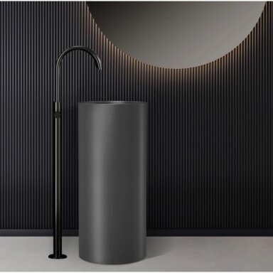 Metalinis laisvai pastatomas praustuvas Karag Venus 375x375x850mm gun metal, drenažas apačioje Metalinis laisvai pastatomas praustuvas Karag Venus 375x375x850mm gun metal, drenažas apačioje