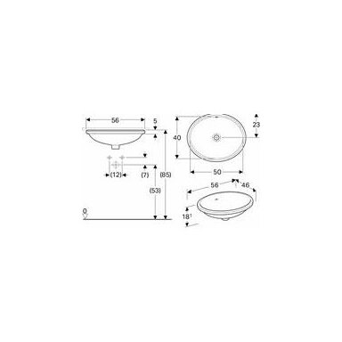 Montuojamas iš apačios ovalus praustuvas Geberit Variform 50cm Montuojamas iš apačios ovalus praustuvas Geberit Variform 50cm