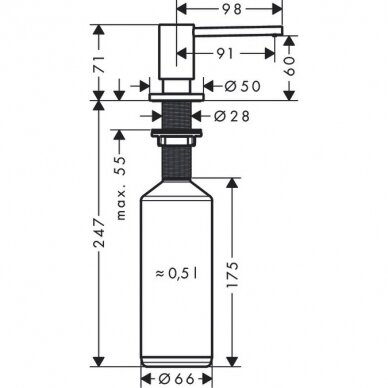 Muilo/ ploviklio dozatorius Hansgrohe 40438000 chromas 1