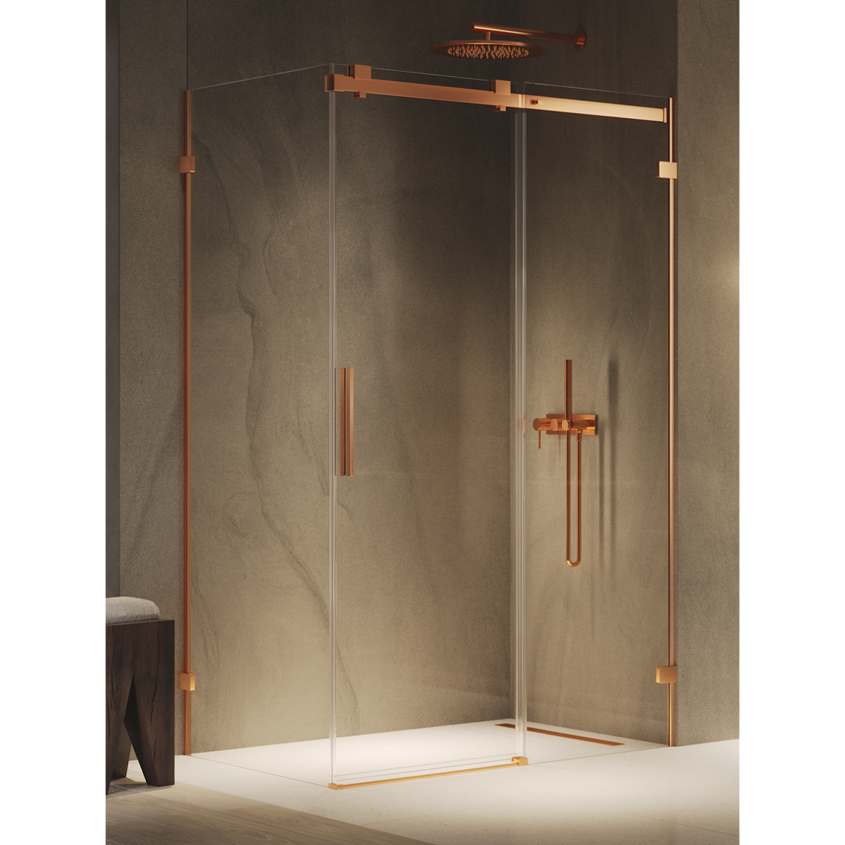 New Trendy 1D Softi X Copper Brushed dušo kabina, pasirenkamas dydis ir pusė New Trendy 1D Softi X Copper Brushed dušo kabina, pasirenkamas dydis ir pusė