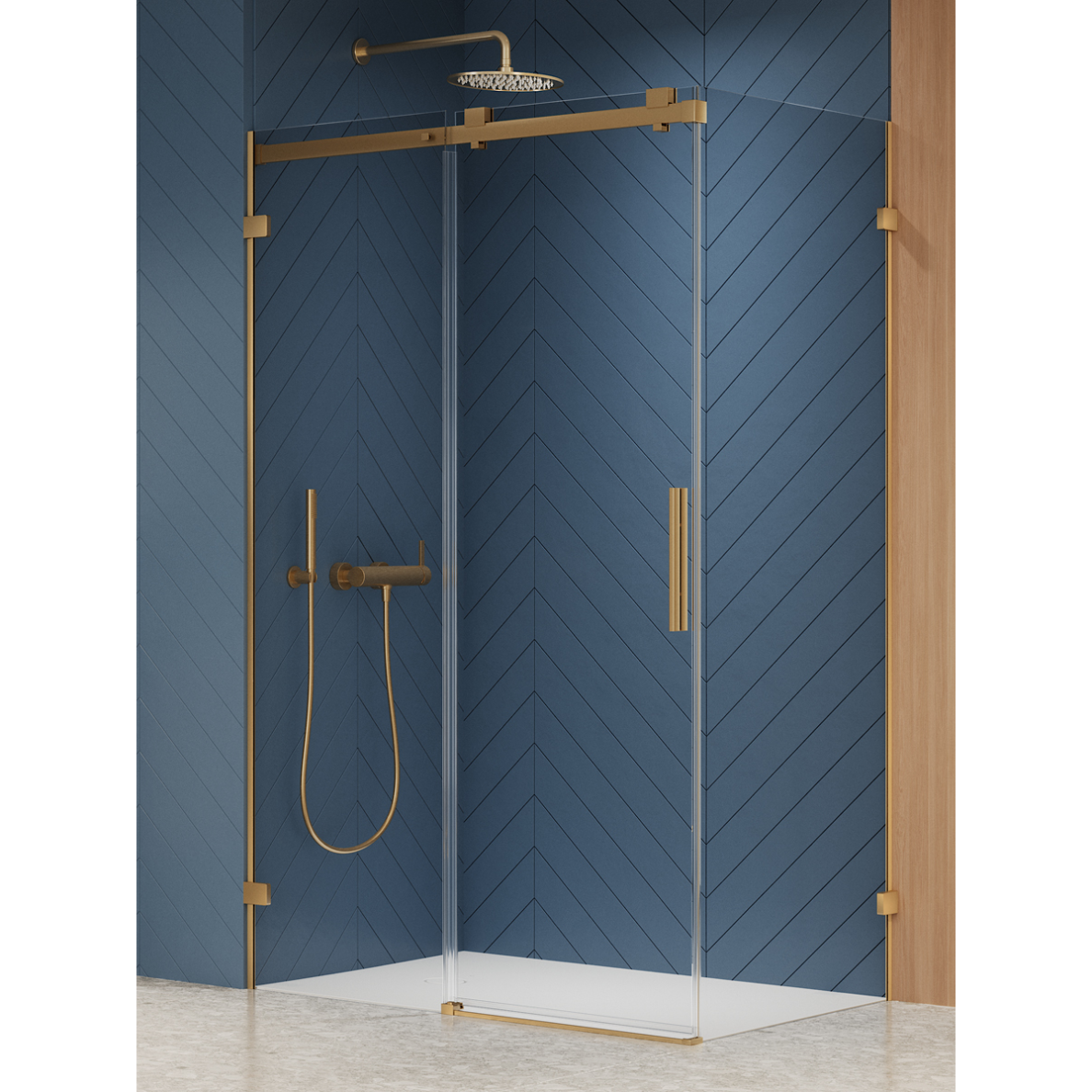 New Trendy 1D Softi X Gold Brushed dušo kabina, pasirenkamas dydis ir pusė