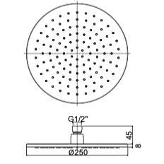 Nerūdijančio plieno apvali dušo galva Paffoni Inox 250mm 1 Nerūdijančio plieno apvali dušo galva Paffoni Inox 250mm 1