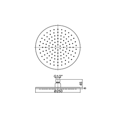Nerūdijančio plieno apvali dušo galva Paffoni Inox 250mm Nerūdijančio plieno apvali dušo galva Paffoni Inox 250mm