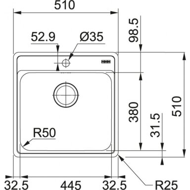 Nerūdijančio plieno plautuvė Franke BCX 610-51