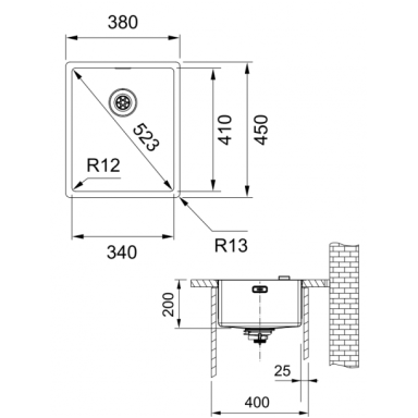 Nerūdijančio plieno plautuvė Franke BOX BXX 210/110-34 Nerūdijančio plieno plautuvė Franke BOX BXX 210/110-34