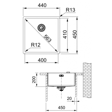 Nerūdijančio plieno plautuvė Franke BOX BXX 210/110-40 Nerūdijančio plieno plautuvė Franke BOX BXX 210/110-40