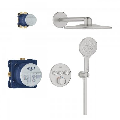 Nerūdijančio plieno spalvos potinkinė termostatinė dušo sistema Grohe Grohtherm SmartControl 310 Nerūdijančio plieno spalvos potinkinė termostatinė dušo sistema Grohe Grohtherm SmartControl 310