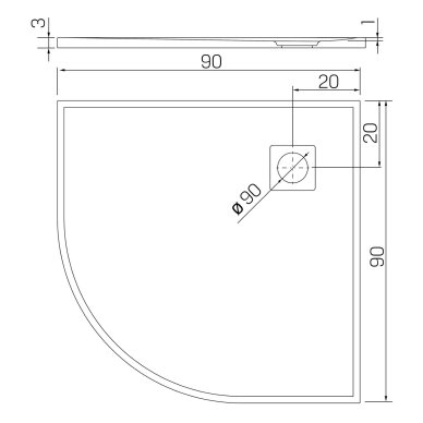 New Trendy Mori akmens masės dušo padėklas su natūralaus akmens struktūra, juodas, pusapvalis, 90x90x3cm 3 New Trendy Mori akmens masės dušo padėklas su natūralaus akmens struktūra, juodas, pusapvalis, 90x90x3cm 3