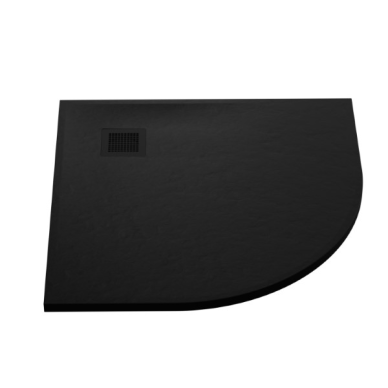 New Trendy Mori akmens masės dušo padėklas su natūralaus akmens struktūra, juodas, pusapvalis, 90x90x3cm 1 New Trendy Mori akmens masės dušo padėklas su natūralaus akmens struktūra, juodas, pusapvalis, 90x90x3cm 1